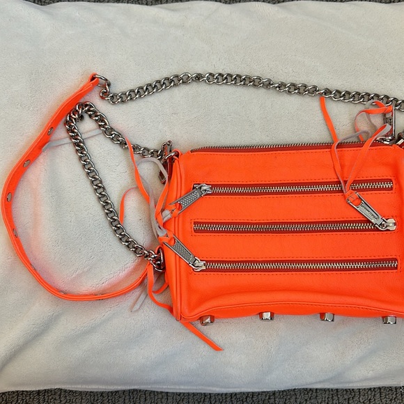 Neon orange Rebecca minkoff 5 zip mini Mac crossbody bag with dust bag - Picture 4 of 9
